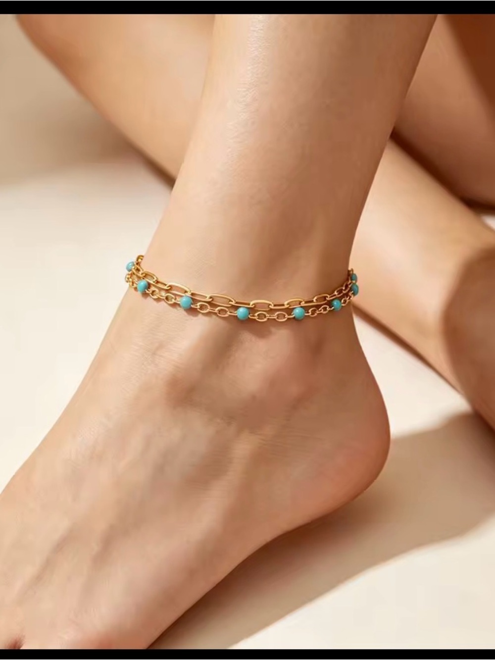 Waterproof gold plated stainless steel Ankle